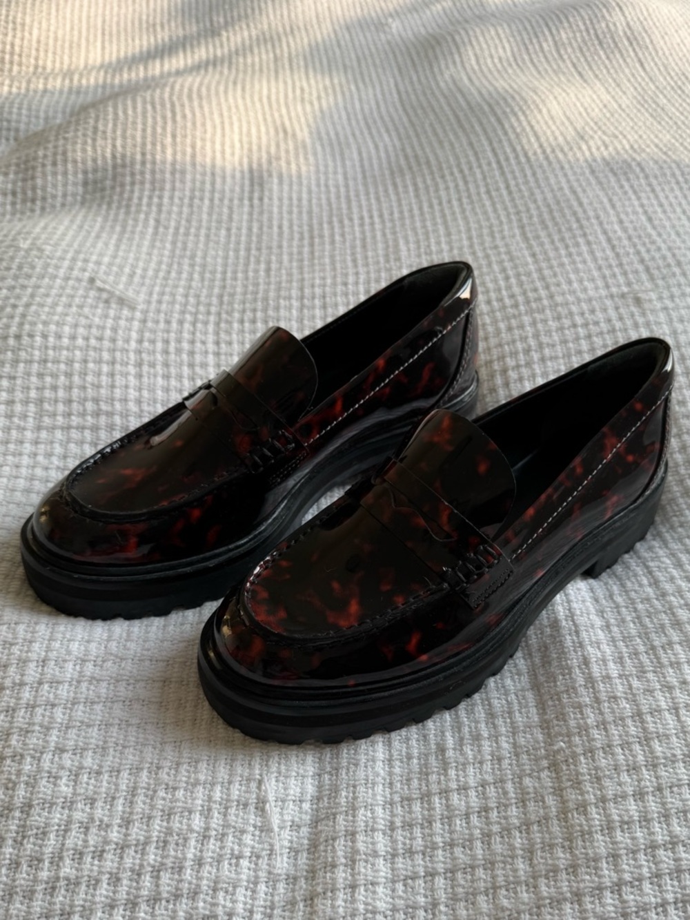 Reformation Agathea Tortoiseshell Chunky Platform Penny Loafers